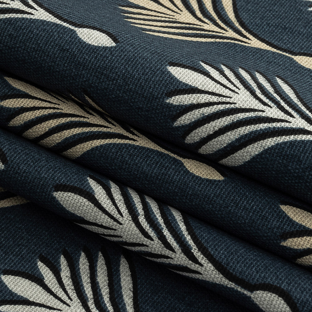 Cotton Canvas Print - Midnight Geometric Ferns - British Imported Folded