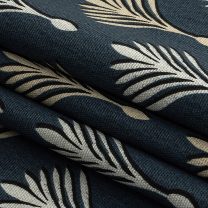 Cotton Canvas Print - Midnight Geometric Ferns - British Imported Folded
