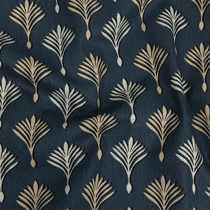 Cotton Canvas Print - Midnight Geometric Ferns - British Imported