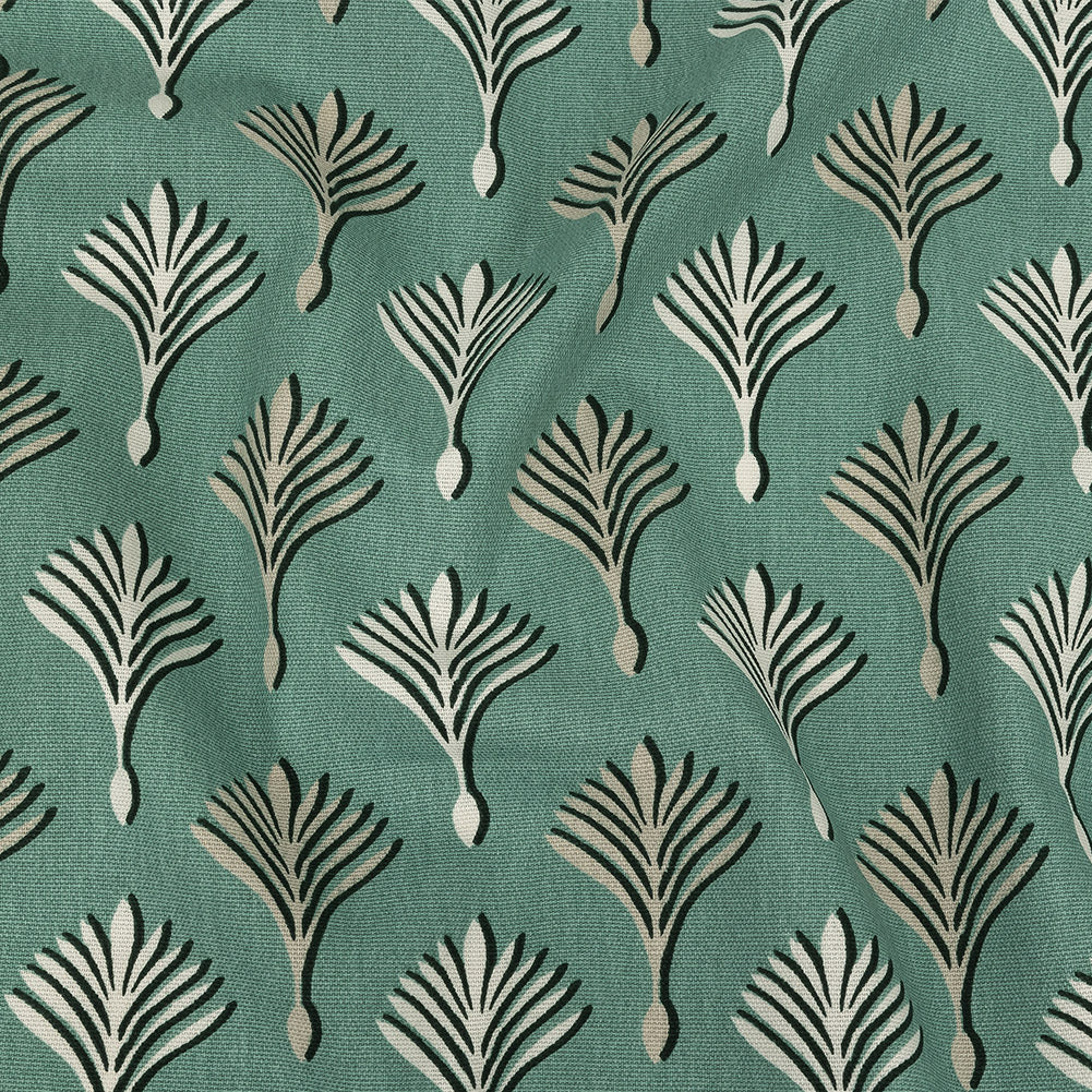 Cotton Canvas Print - Spa Geometric Ferns - British Imported