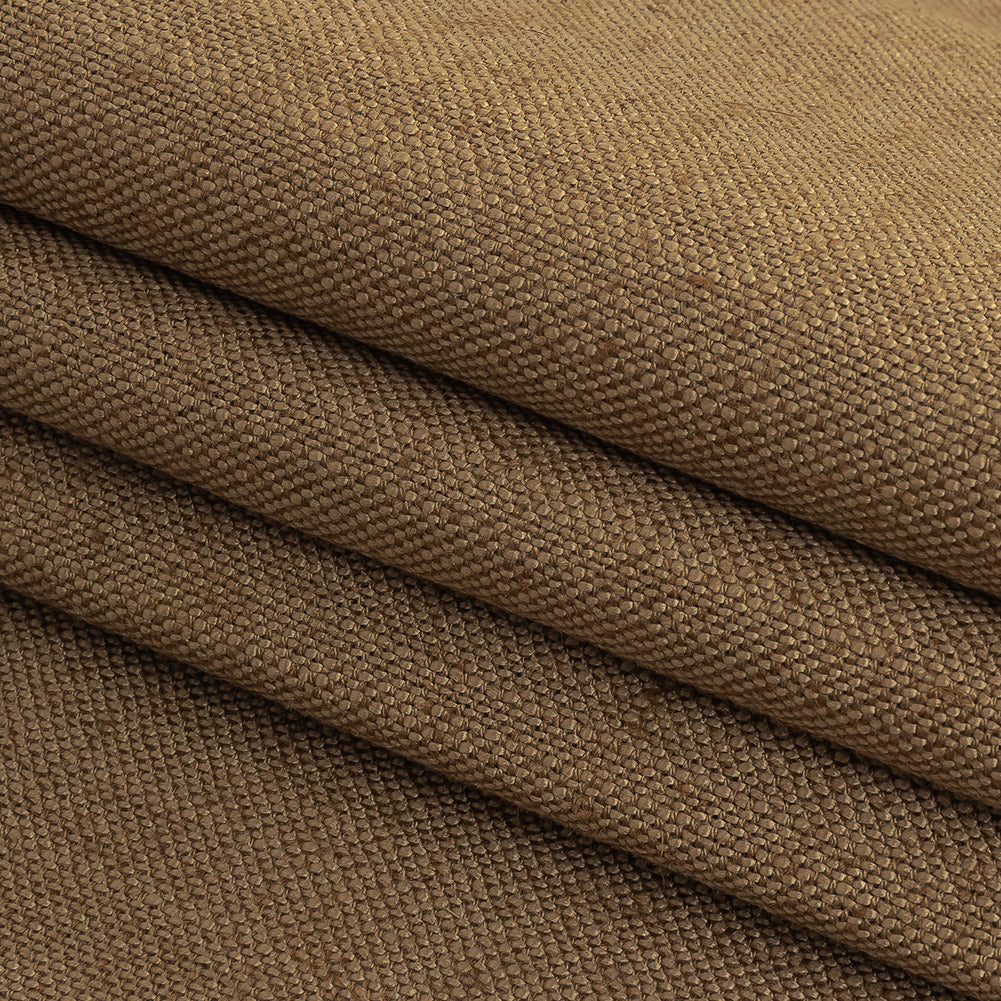 Polyester, Viscose and Linen Woven - Caramel - British Imported Folded