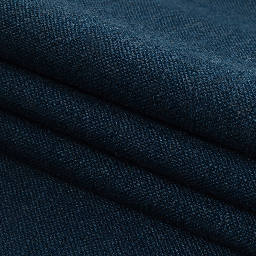 Polyester, Viscose and Linen Woven - Indigo - British Imported Folded