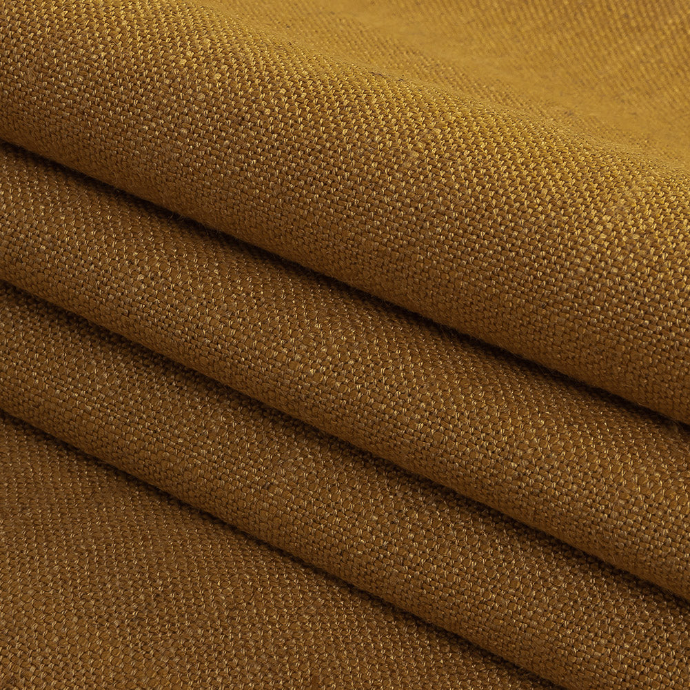 Polyester, Viscose and Linen Woven - Ochre - British Imported Folded