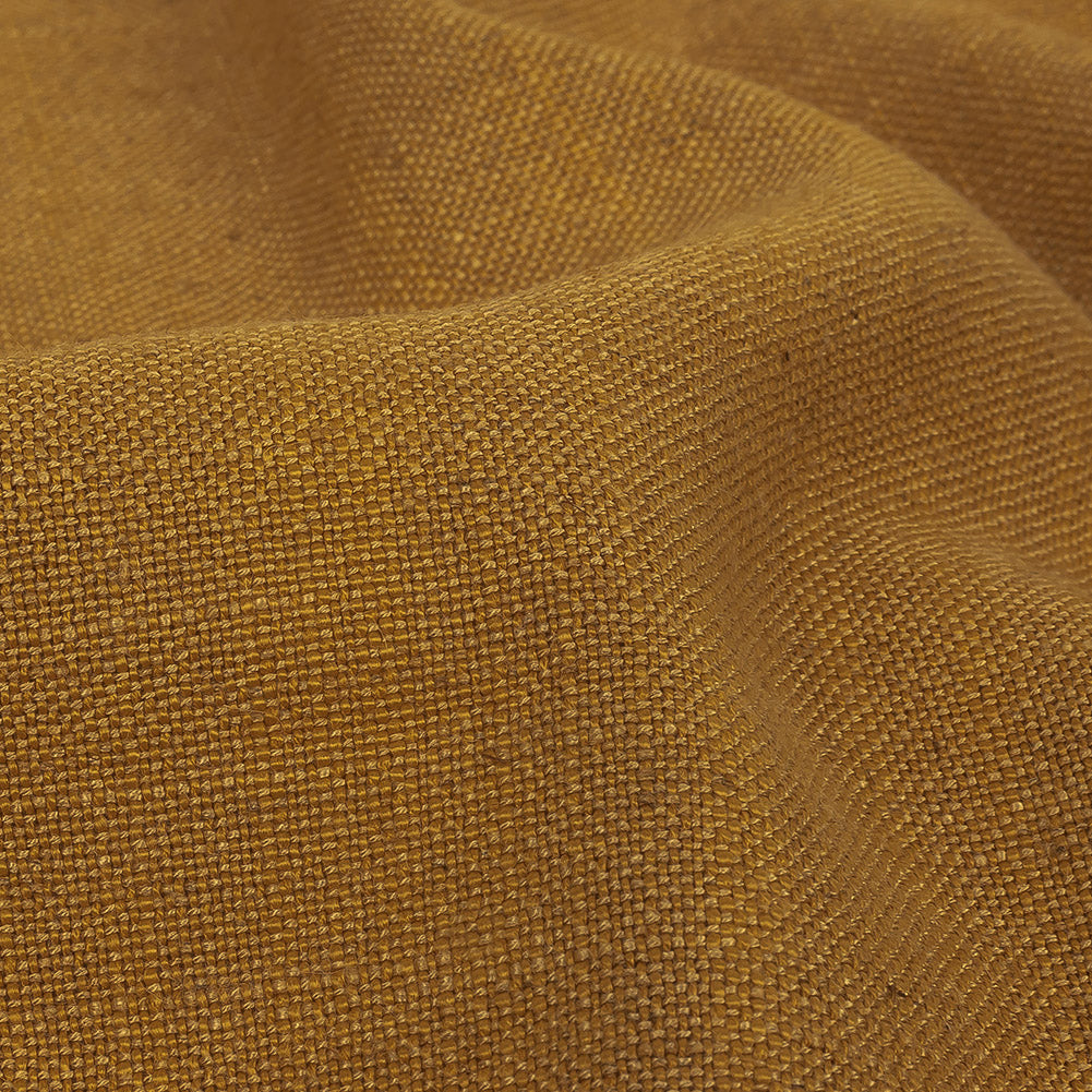 Polyester, Viscose and Linen Woven - Ochre - British Imported Detail
