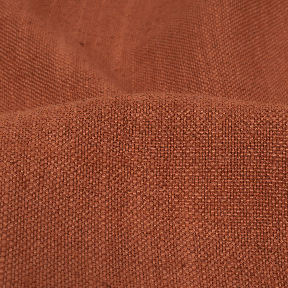 Polyester, Viscose and Linen Woven - Rust - British Imported Detail