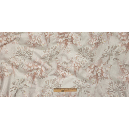 Printed and Embroidered Drapery Canvas - Dusky Pink Floral - British Imported Full