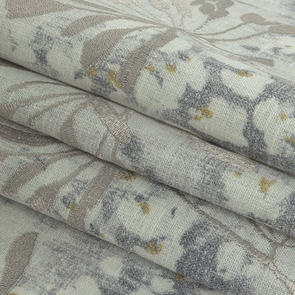 Printed and Embroidered Drapery Canvas - Pebble Floral - British Imported Folded