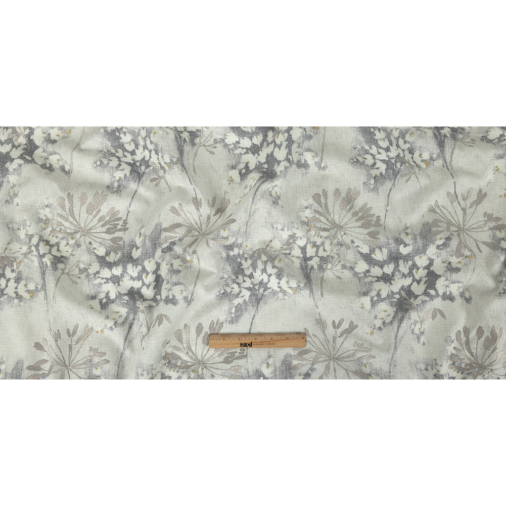 Printed and Embroidered Drapery Canvas - Pebble Floral - British Imported Full