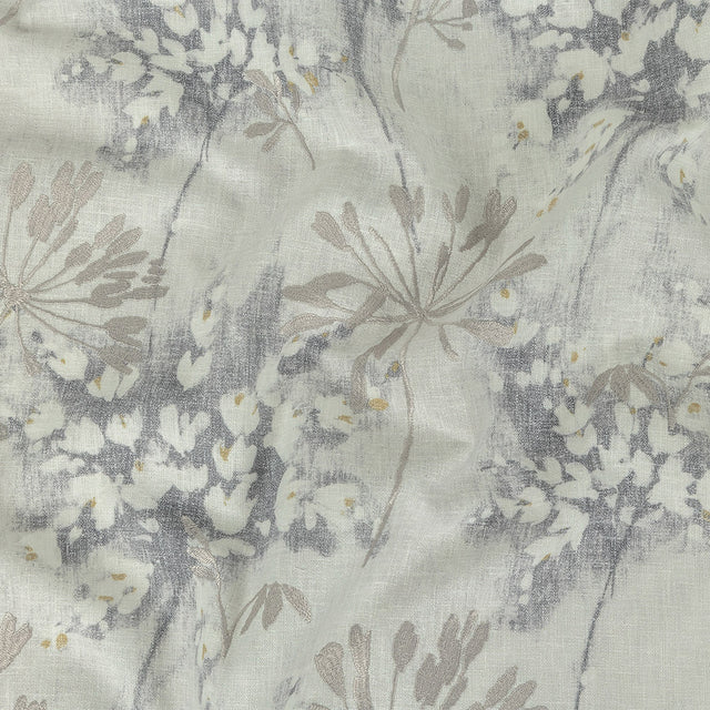 Printed and Embroidered Drapery Canvas - Pebble Floral - British Imported