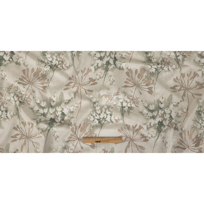 Printed and Embroidered Drapery Canvas - Sage Floral - British Imported Full