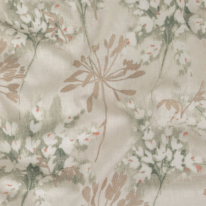 Printed and Embroidered Drapery Canvas - Sage Floral - British Imported