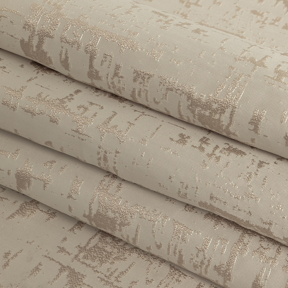 Satin-Faced Drapery Jacquard - Oyster Abstract - British Imported Folded