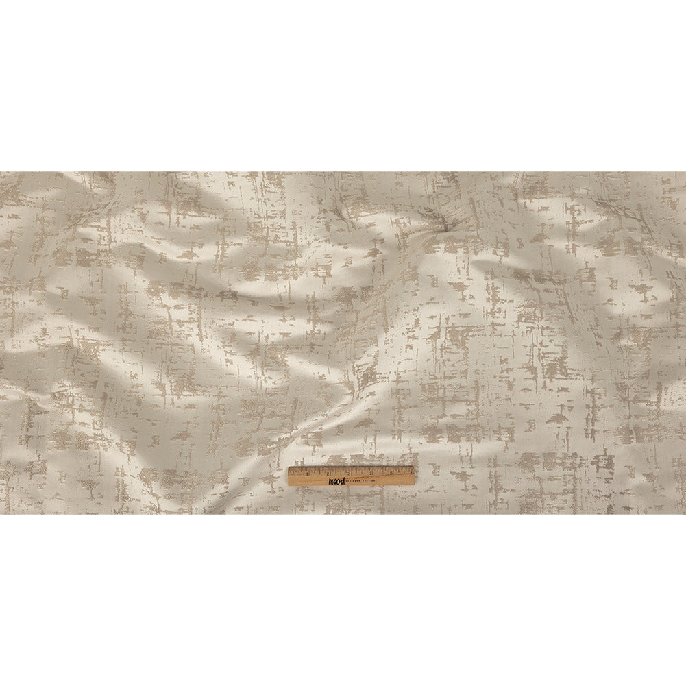 Satin-Faced Drapery Jacquard - Oyster Abstract - British Imported Full