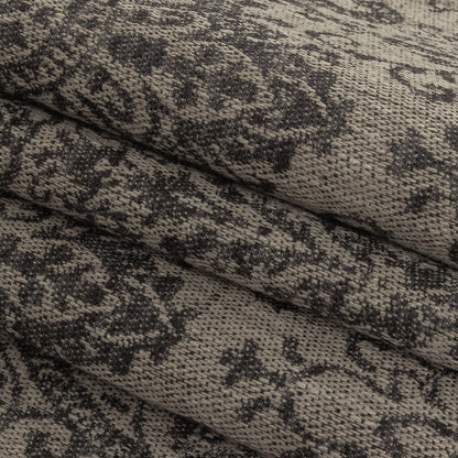 Drapery Jacquard - Graphite Damask - British Imported Folded
