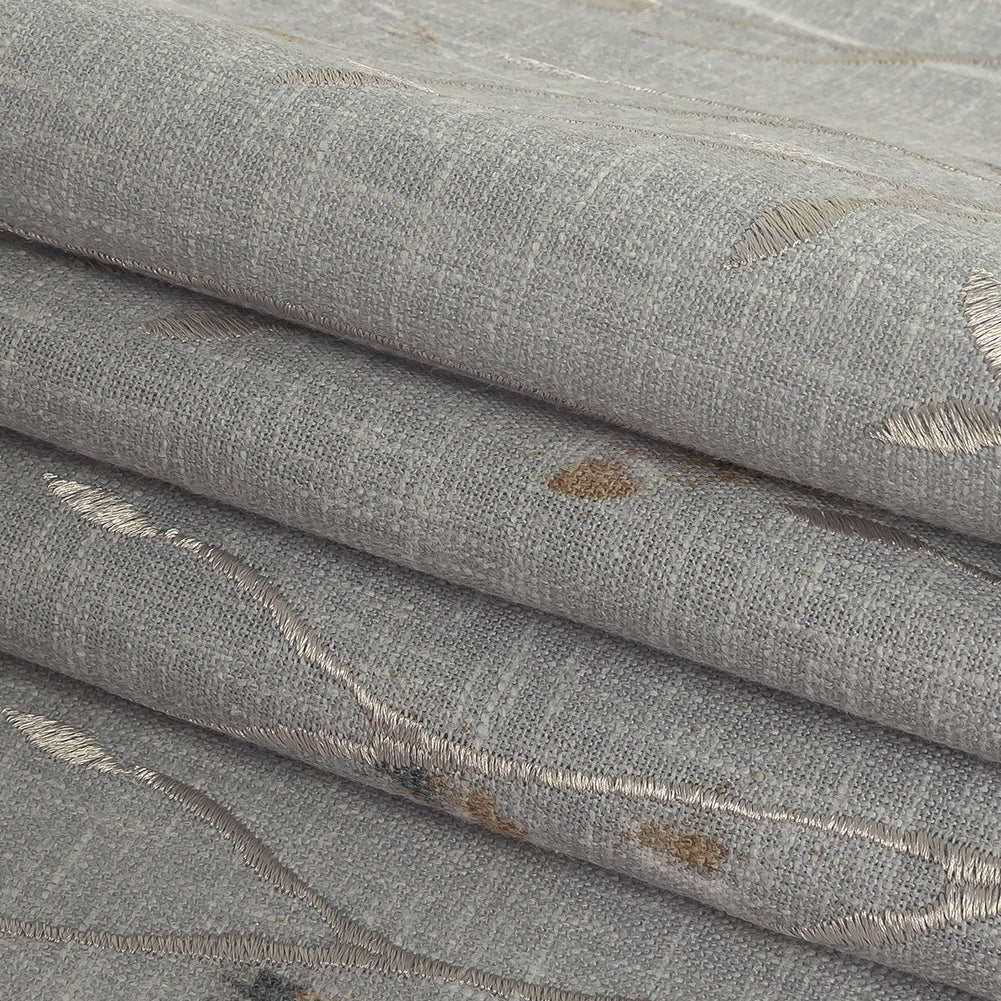 Printed and Embroidered Drapery Woven - Pebble Branches - British Imported Folded
