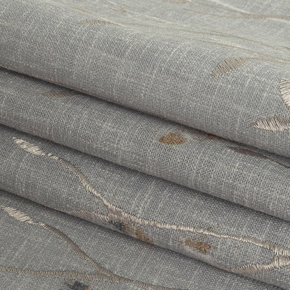 Printed and Embroidered Drapery Woven - Pebble Branches - British Imported Folded