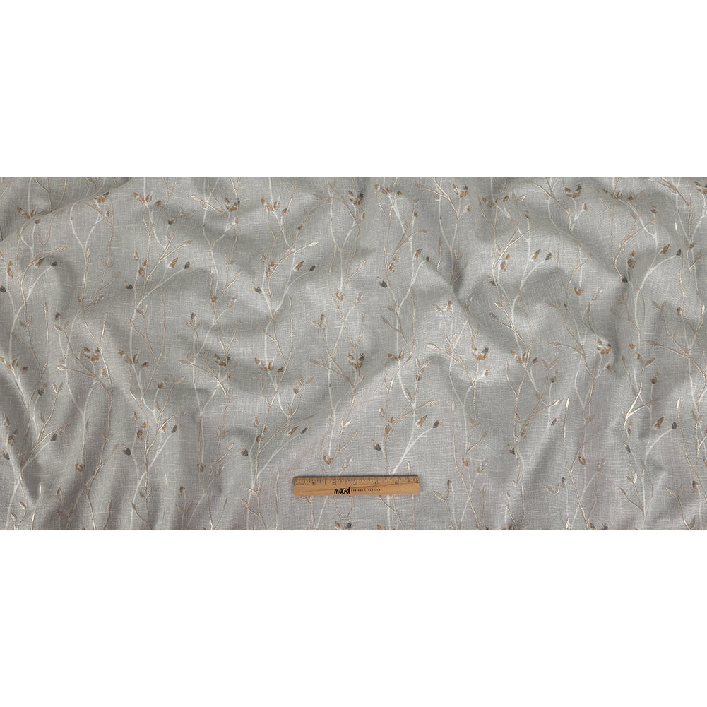 Printed and Embroidered Drapery Woven - Pebble Branches - British Imported Full