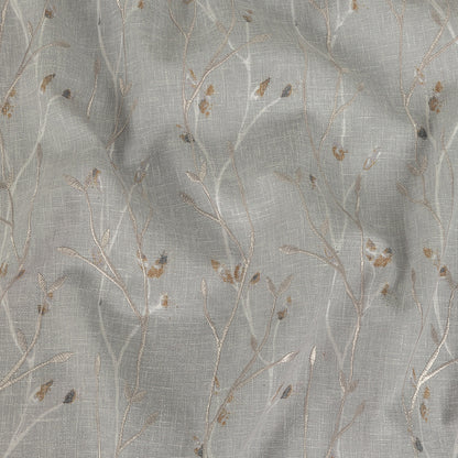 Printed and Embroidered Drapery Woven - Pebble Branches - British Imported