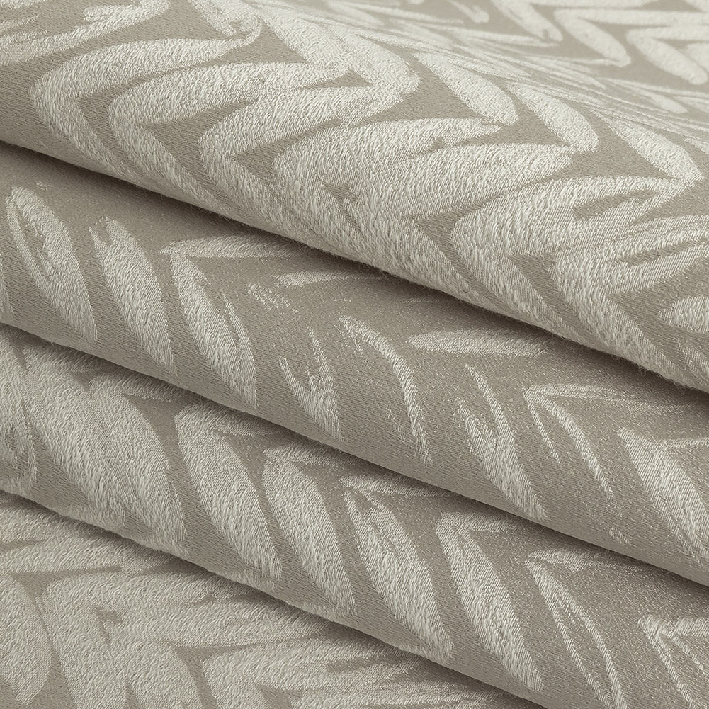 Satin-Faced Drapery Jacquard - Linen Chevron Leaves - British Imported Folded
