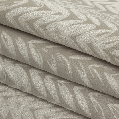Satin-Faced Drapery Jacquard - Linen Chevron Leaves - British Imported Folded
