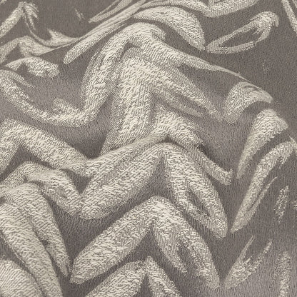 Satin-Faced Drapery Jacquard - Slate Chevron Leaves - British Imported Detail