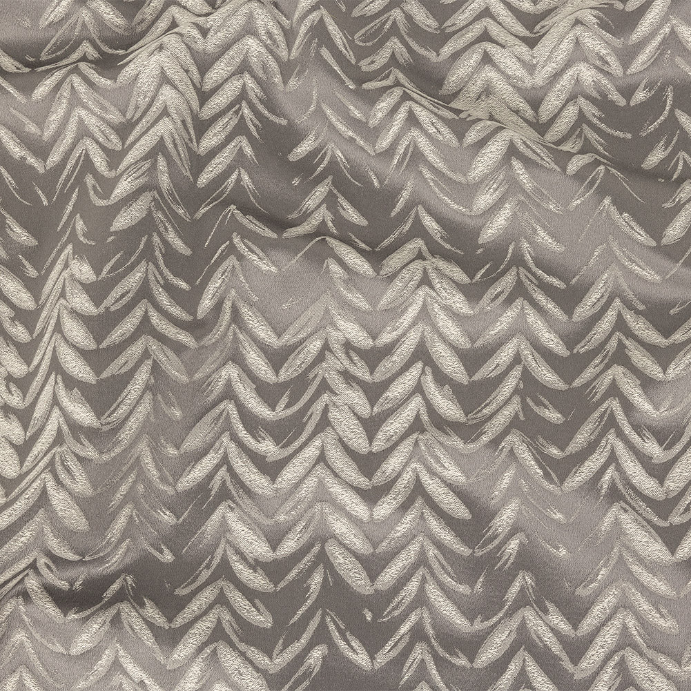 Satin-Faced Drapery Jacquard - Slate Chevron Leaves - British Imported