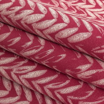 Satin-Faced Drapery Jacquard - Watermelon Chevron Leaves - British Imported Folded