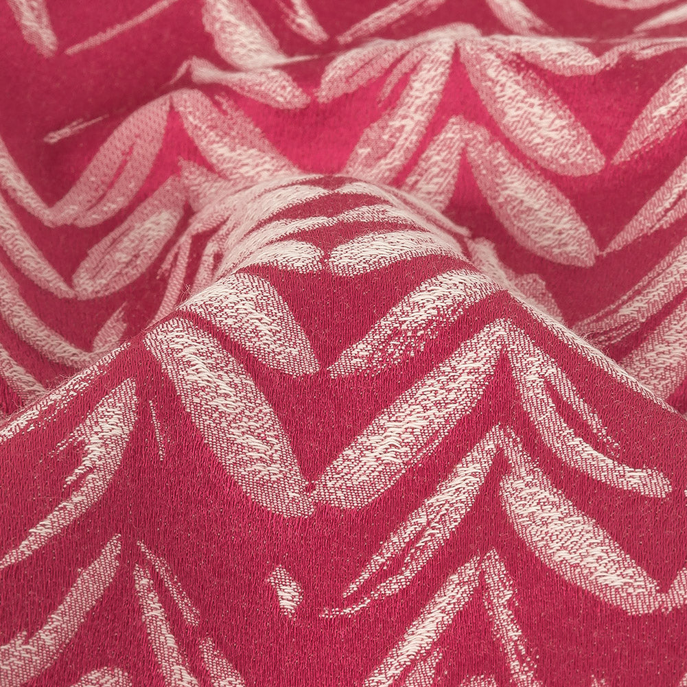 Satin-Faced Drapery Jacquard - Watermelon Chevron Leaves - British Imported Detail