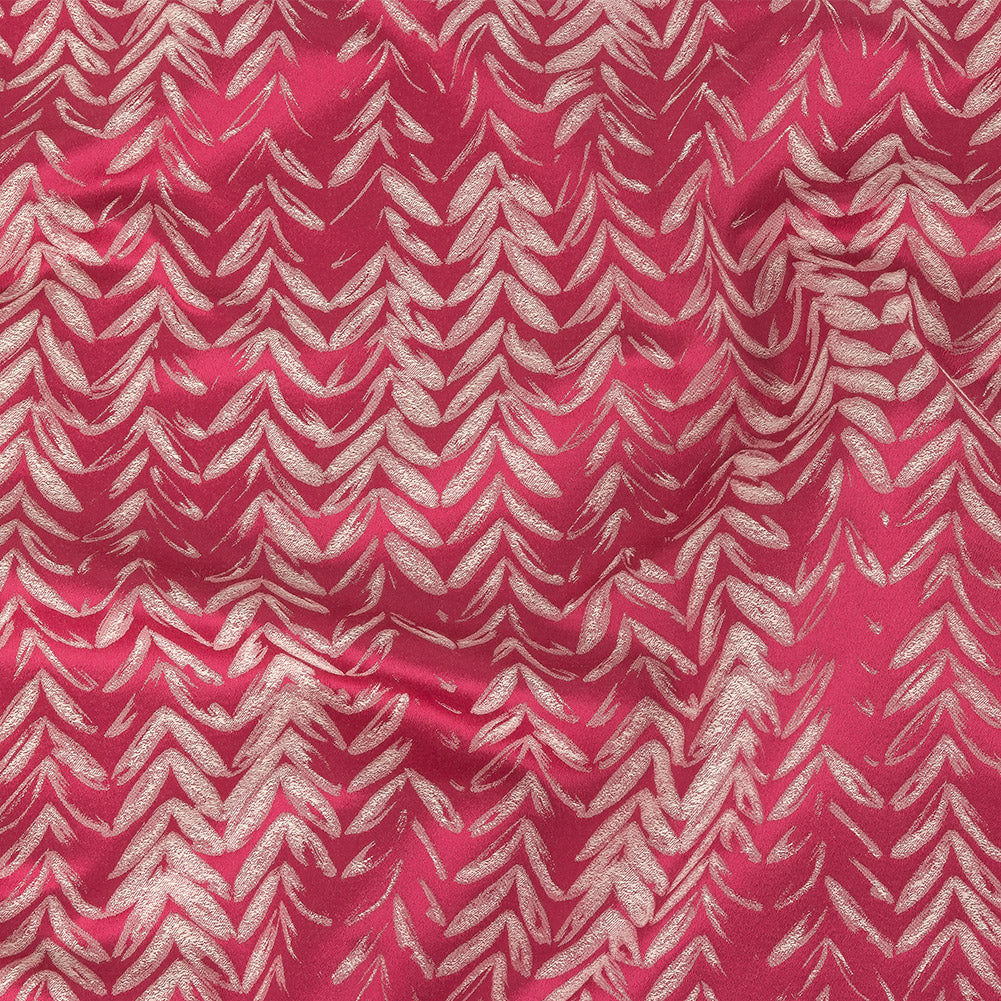 Satin-Faced Drapery Jacquard - Watermelon Chevron Leaves - British Imported