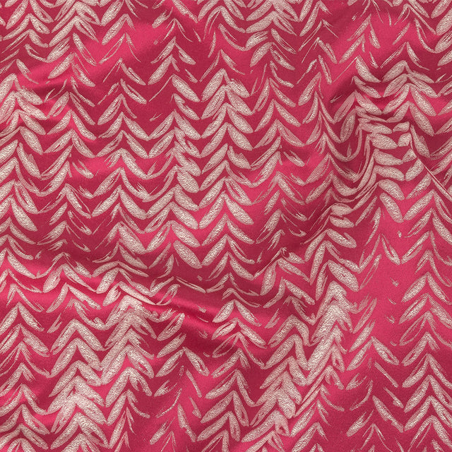 Satin-Faced Drapery Jacquard - Watermelon Chevron Leaves - British Imported