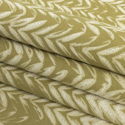 Satin-Faced Drapery Jacquard - Zest Chevron Leaves - British Imported Folded