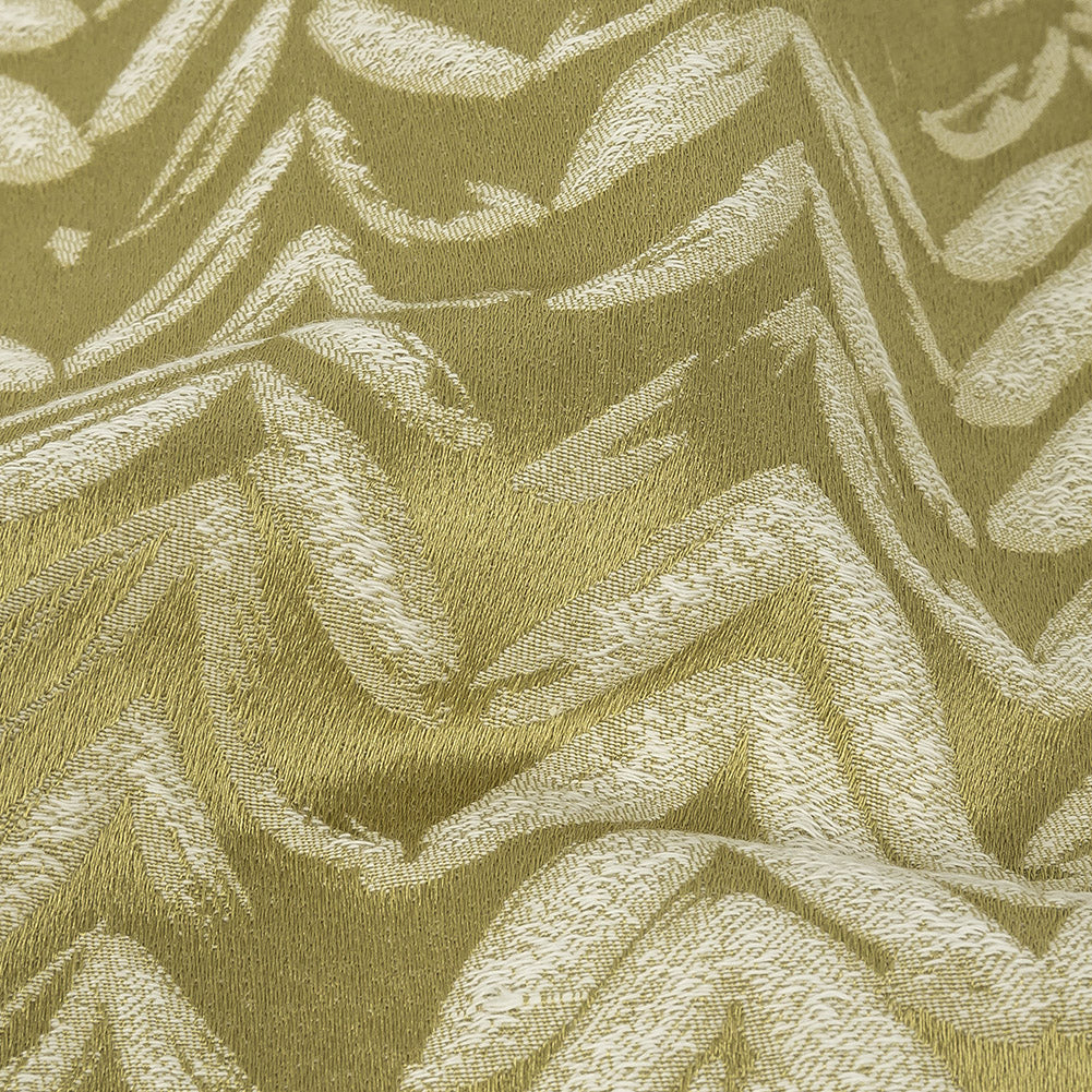 Satin-Faced Drapery Jacquard - Zest Chevron Leaves - British Imported Detail