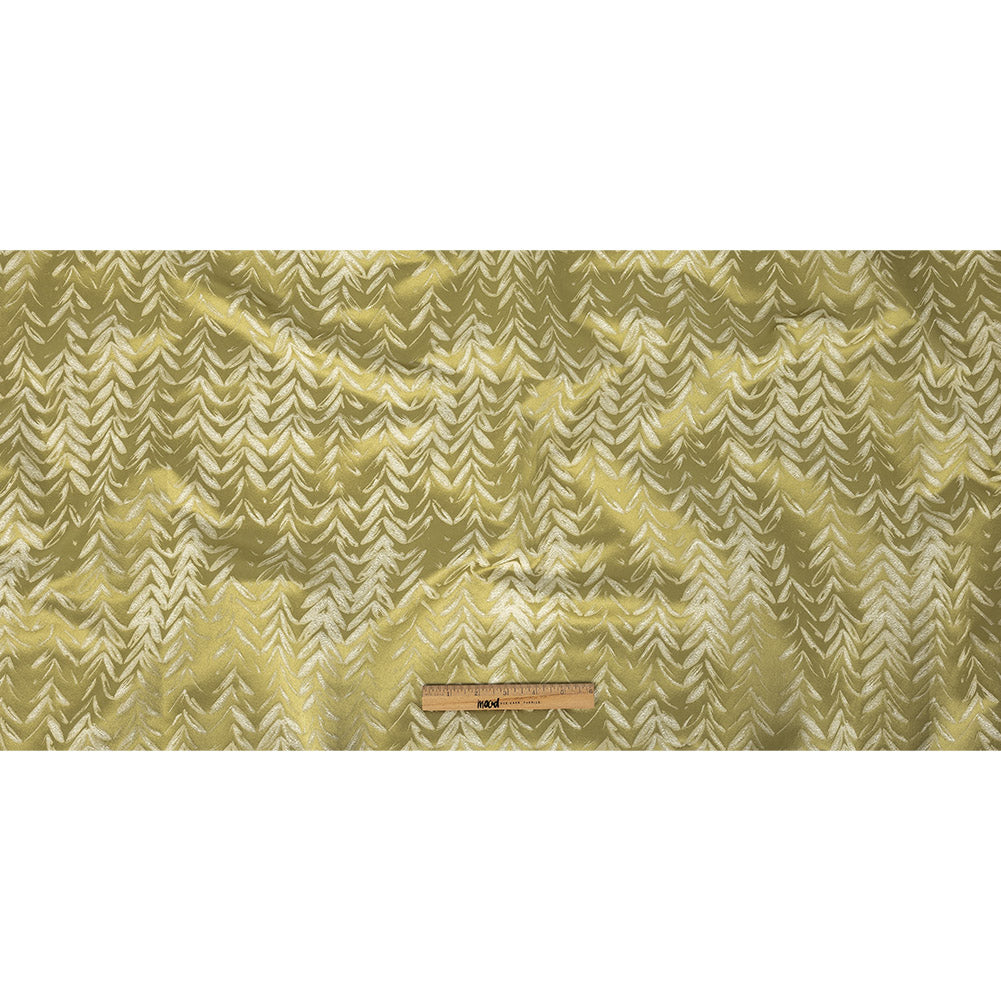 Satin-Faced Drapery Jacquard - Zest Chevron Leaves - British Imported Full
