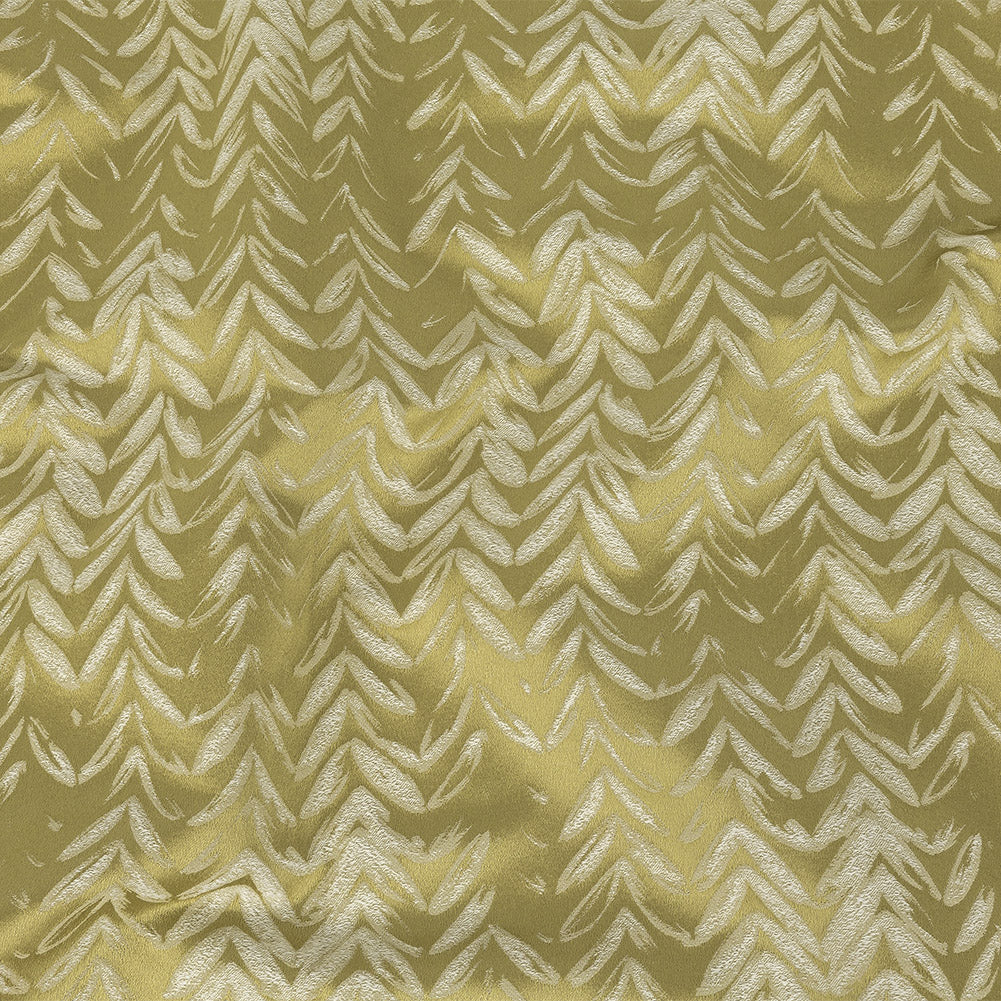 Satin-Faced Drapery Jacquard - Zest Chevron Leaves - British Imported