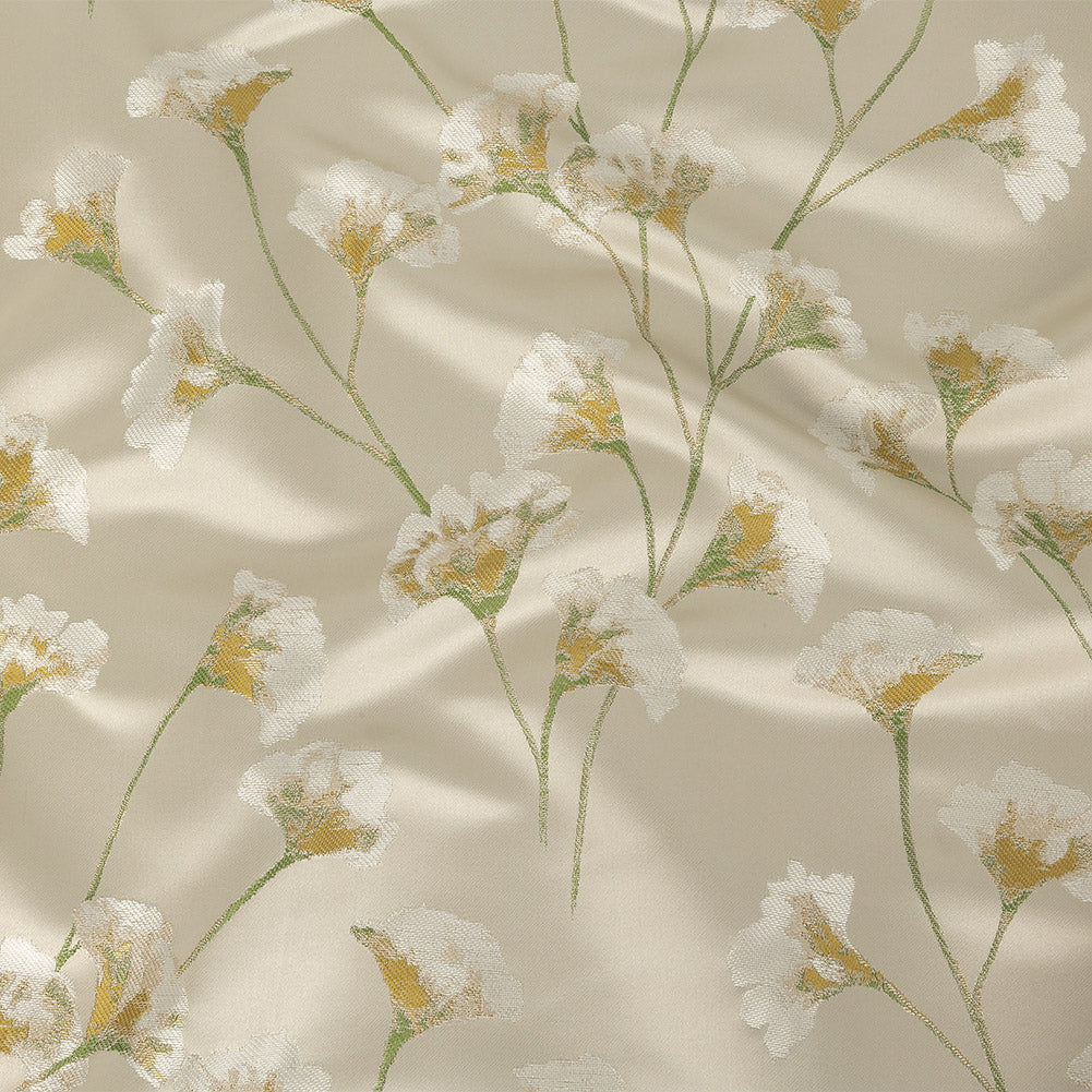 Satin-Faced Drapery Jacquard - Mimosa Floral - British Imported
