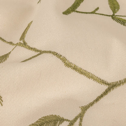 Embroidered Cotton Twill - Kiwi Floral - British Imported Detail