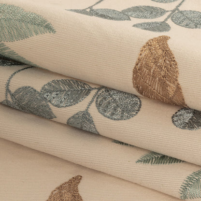 Embroidered Cotton Twill - Sky Floral - British Imported Folded