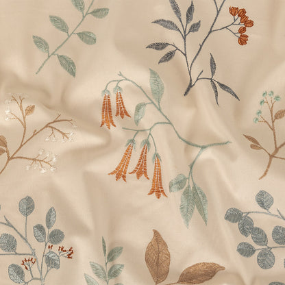 Embroidered Cotton Twill - Sky Floral - British Imported