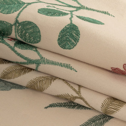 Embroidered Cotton Twill - Spa Floral - British Imported Folded