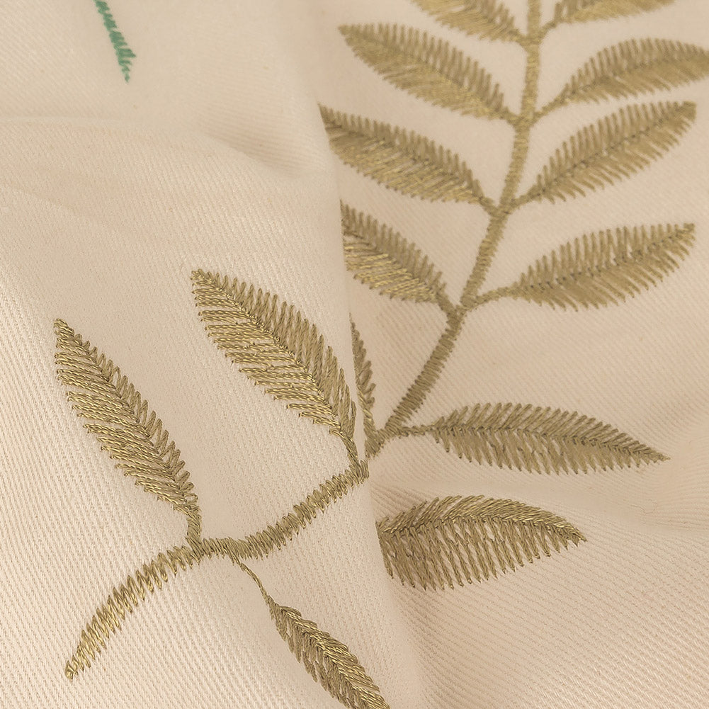 Embroidered Cotton Twill - Spa Floral - British Imported Detail