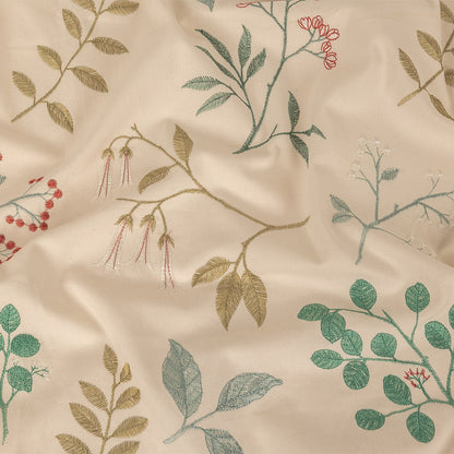 Embroidered Cotton Twill - Spa Floral - British Imported