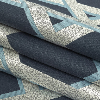 Drapery Jacquard - Ink Geometric Lattice - British Imported Folded