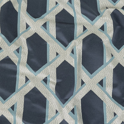 Drapery Jacquard - Ink Geometric Lattice - British Imported