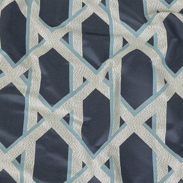 Drapery Jacquard - Ink Geometric Lattice - British Imported