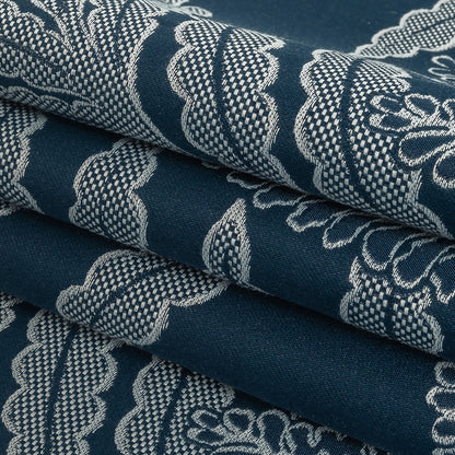 Satin-Faced Jacquard - Ink Fern Leaves - British Imported Folded