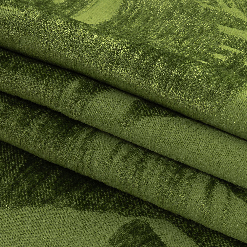 Polyester Chenille - Kiwi Leaves - British Imported Folded