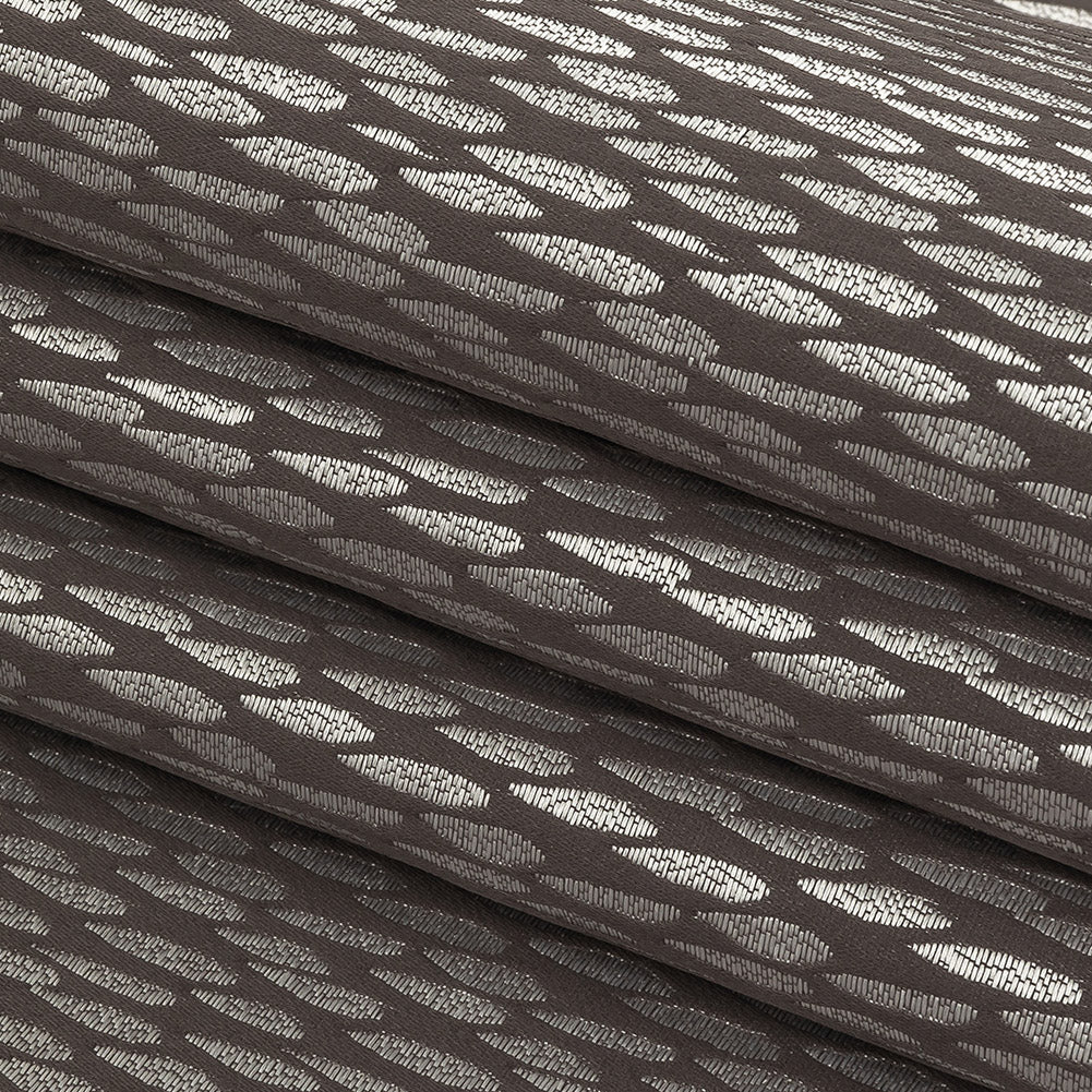 Luminous Drapery Jacquard - Charcoal Raindrops - British Imported Folded
