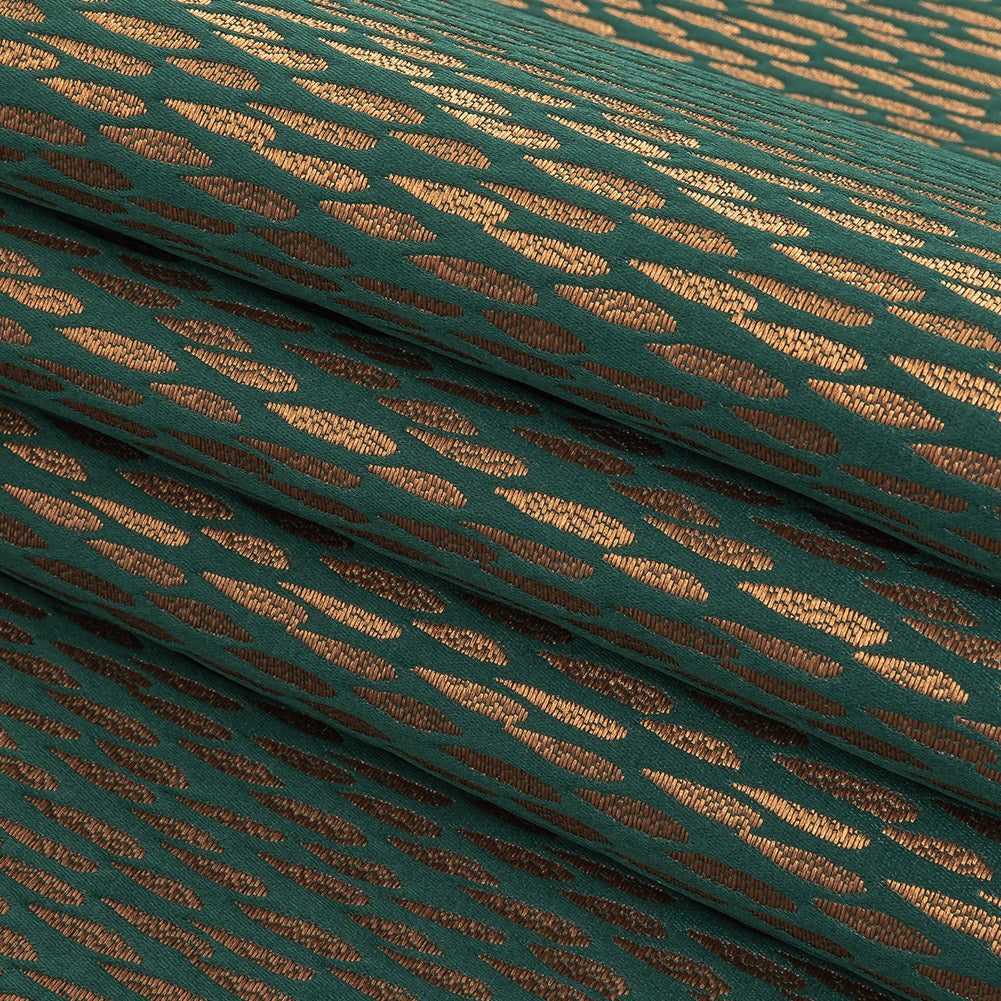 Luminous Drapery Jacquard - Emerald Raindrops - British Imported Folded
