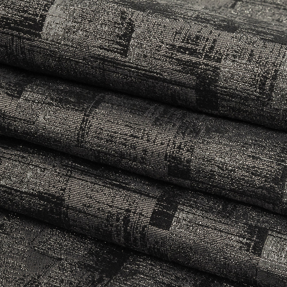 Metallic Drapery Woven - Charcoal Ikat - British Imported Folded