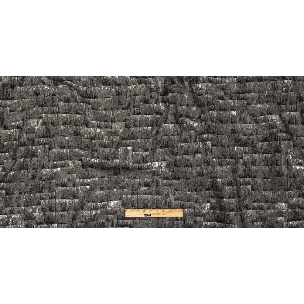 Metallic Drapery Woven - Charcoal Ikat - British Imported Full